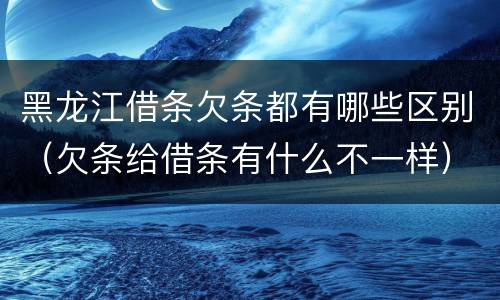 黑龙江借条欠条都有哪些区别（欠条给借条有什么不一样）