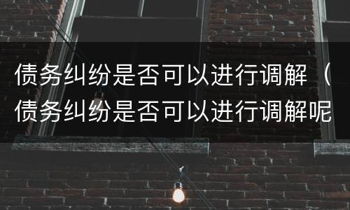 债务纠纷是否可以进行调解（债务纠纷是否可以进行调解呢）