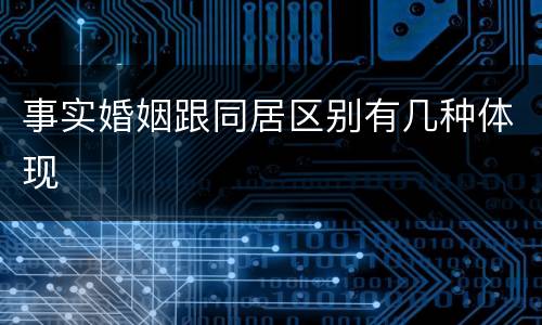 事实婚姻跟同居区别有几种体现