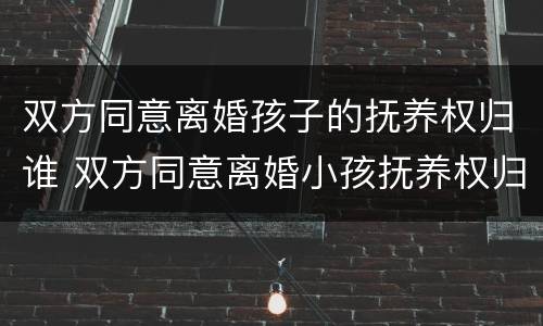 双方同意离婚孩子的抚养权归谁 双方同意离婚小孩抚养权归谁