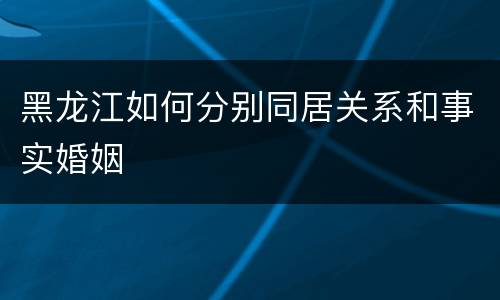黑龙江如何分别同居关系和事实婚姻