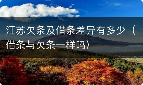 江苏欠条及借条差异有多少（借条与欠条一样吗）