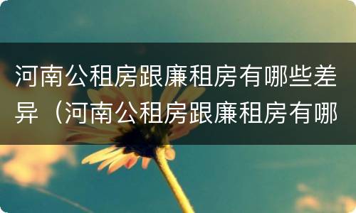 河南公租房跟廉租房有哪些差异（河南公租房跟廉租房有哪些差异呢）