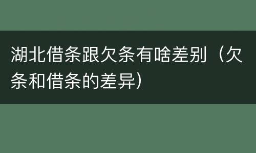 湖北借条跟欠条有啥差别（欠条和借条的差异）