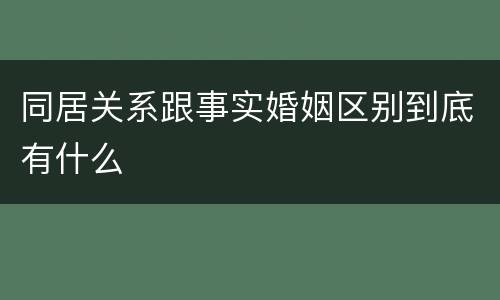 同居关系跟事实婚姻区别到底有什么