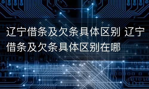 辽宁借条及欠条具体区别 辽宁借条及欠条具体区别在哪