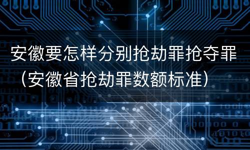 安徽要怎样分别抢劫罪抢夺罪（安徽省抢劫罪数额标准）
