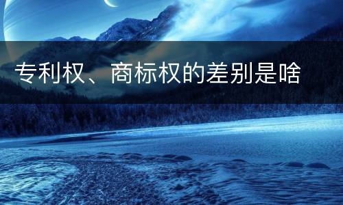 专利权、商标权的差别是啥