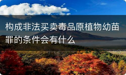 构成非法买卖毒品原植物幼苗罪的条件会有什么