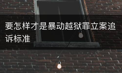 要怎样才是暴动越狱罪立案追诉标准