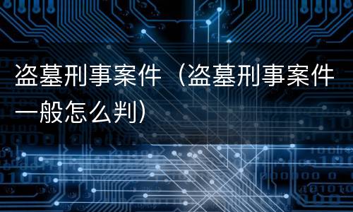 盗墓刑事案件（盗墓刑事案件一般怎么判）