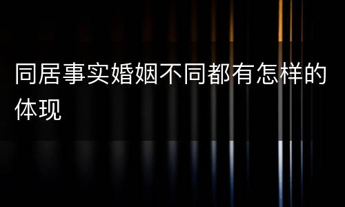 同居事实婚姻不同都有怎样的体现