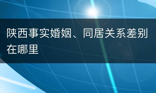 陕西事实婚姻、同居关系差别在哪里