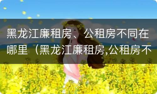 黑龙江廉租房、公租房不同在哪里（黑龙江廉租房,公租房不同在哪里申请）