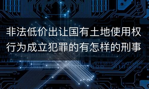 非法低价出让国有土地使用权行为成立犯罪的有怎样的刑事判处