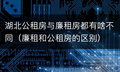 湖北公租房与廉租房都有啥不同（廉租和公租房的区别）