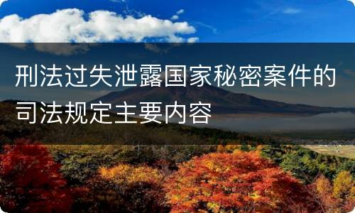 刑法过失泄露国家秘密案件的司法规定主要内容