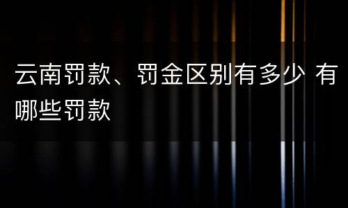 云南罚款、罚金区别有多少 有哪些罚款