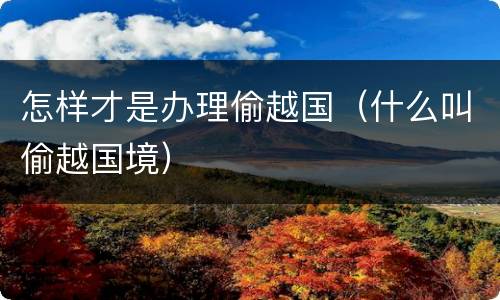 怎样才是办理偷越国（什么叫偷越国境）