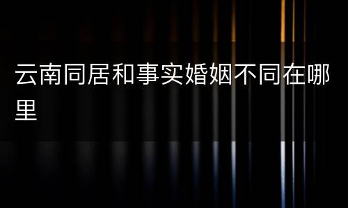 云南同居和事实婚姻不同在哪里