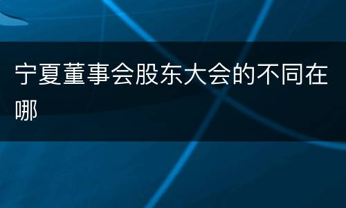 宁夏董事会股东大会的不同在哪