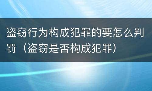 盗窃行为构成犯罪的要怎么判罚（盗窃是否构成犯罪）