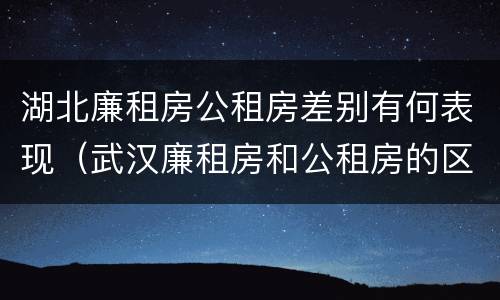 湖北廉租房公租房差别有何表现（武汉廉租房和公租房的区别）