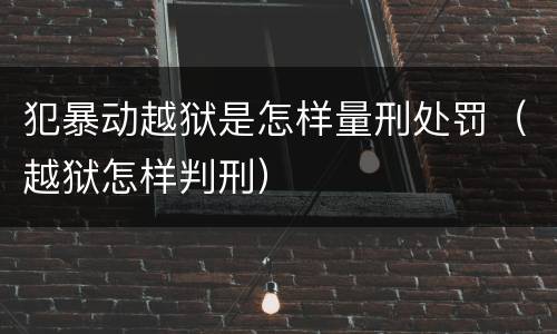 犯暴动越狱是怎样量刑处罚（越狱怎样判刑）