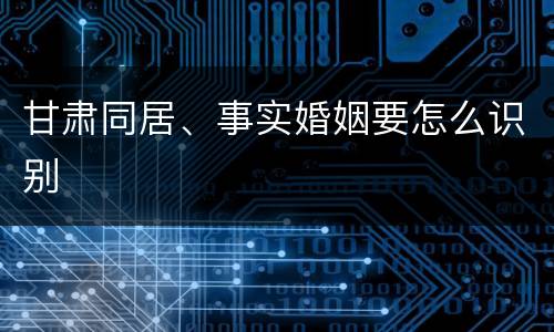 甘肃同居、事实婚姻要怎么识别
