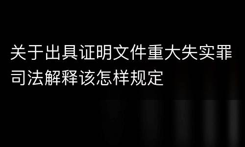 关于出具证明文件重大失实罪司法解释该怎样规定
