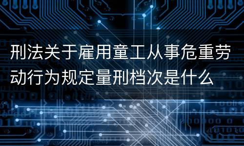 刑法关于雇用童工从事危重劳动行为规定量刑档次是什么