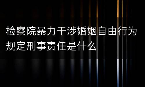 检察院暴力干涉婚姻自由行为规定刑事责任是什么