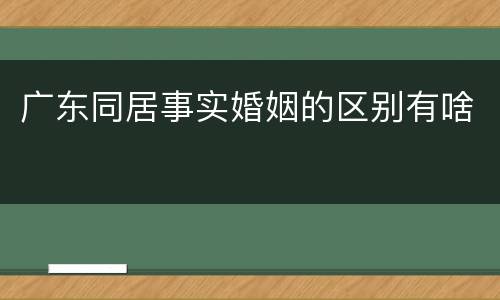 广东同居事实婚姻的区别有啥