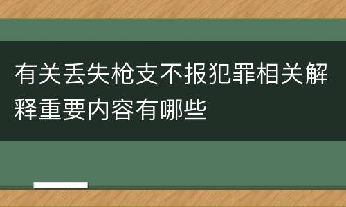 有关丢失枪支不报犯罪相关解释重要内容有哪些