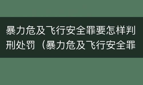 暴力危及飞行安全罪要怎样判刑处罚（暴力危及飞行安全罪要怎样判刑处罚金）