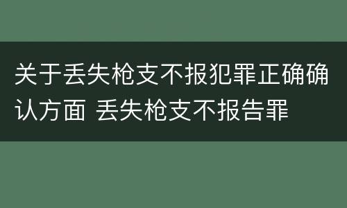 关于丢失枪支不报犯罪正确确认方面 丢失枪支不报告罪