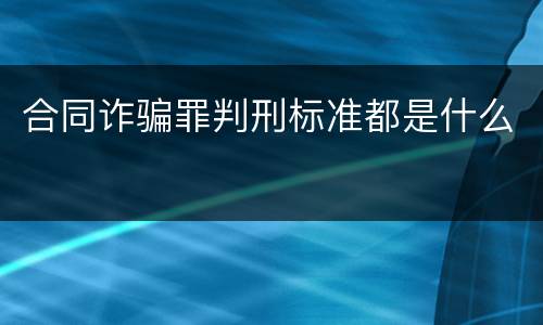 合同诈骗罪判刑标准都是什么