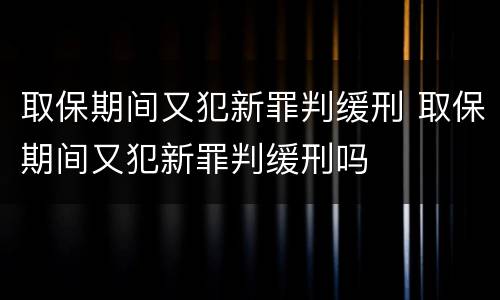 取保期间又犯新罪判缓刑 取保期间又犯新罪判缓刑吗