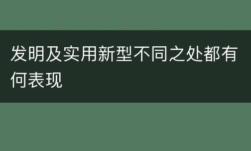 发明及实用新型不同之处都有何表现