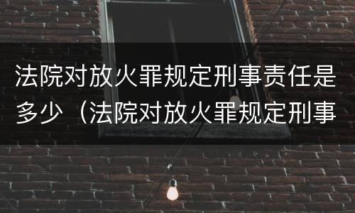 法院对放火罪规定刑事责任是多少（法院对放火罪规定刑事责任是多少天）