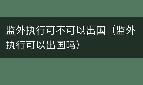 监外执行可不可以出国（监外执行可以出国吗）