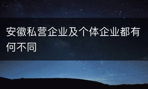 安徽私营企业及个体企业都有何不同