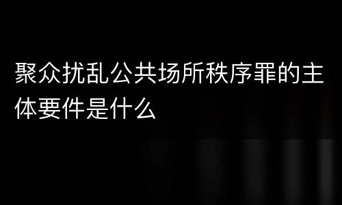 聚众扰乱公共场所秩序罪的主体要件是什么