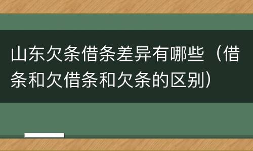 山东欠条借条差异有哪些（借条和欠借条和欠条的区别）