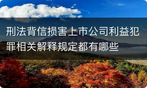 刑法背信损害上市公司利益犯罪相关解释规定都有哪些