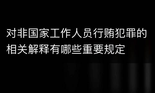 对非国家工作人员行贿犯罪的相关解释有哪些重要规定