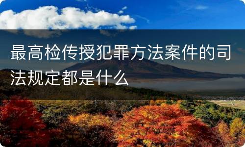 最高检传授犯罪方法案件的司法规定都是什么