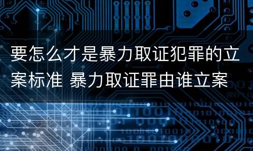 要怎么才是暴力取证犯罪的立案标准 暴力取证罪由谁立案