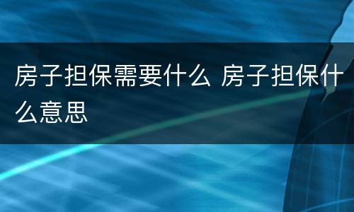 房子担保需要什么 房子担保什么意思
