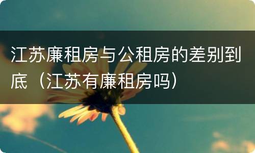 江苏廉租房与公租房的差别到底（江苏有廉租房吗）